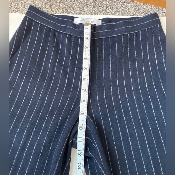 Max Mara Blue Wool Pinstripe Pants Size 2 - Picture 9 of 13